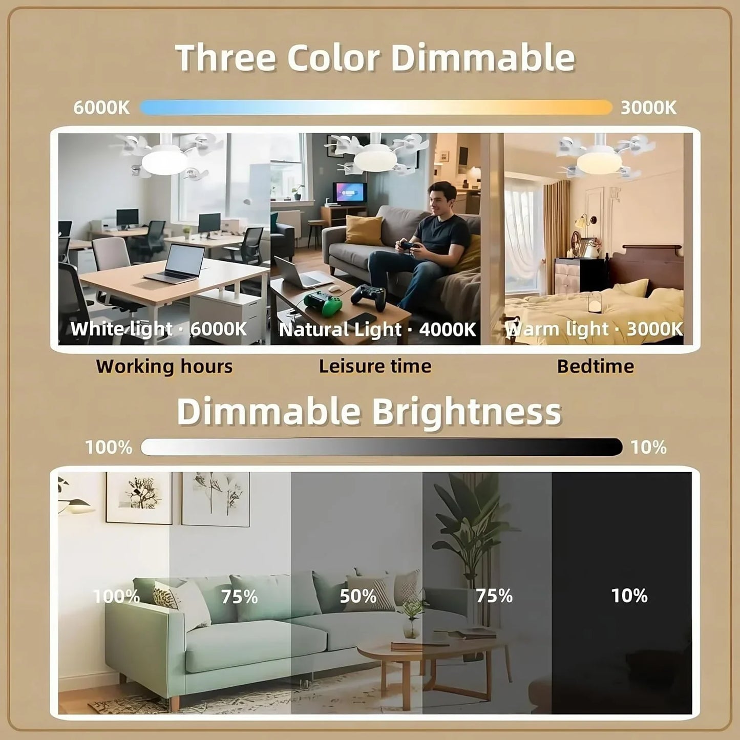 Socket Ceiling Fan with Light & Remote Control